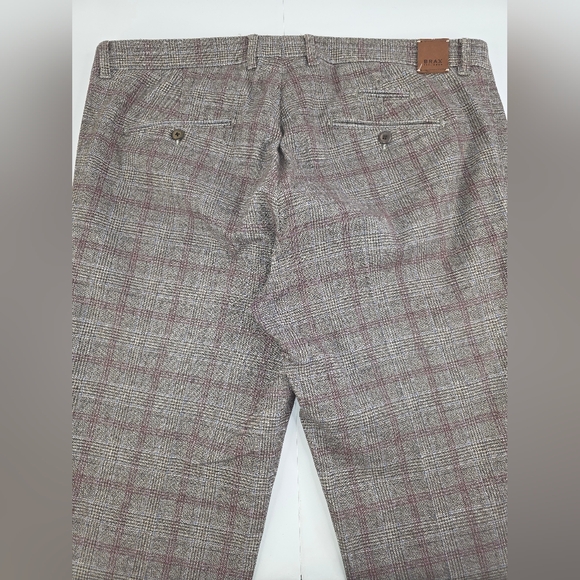 Brax Feel Good Men's Gray Brown Plaid Pants Size 40x34 I-3318 - Picture 11 of 13